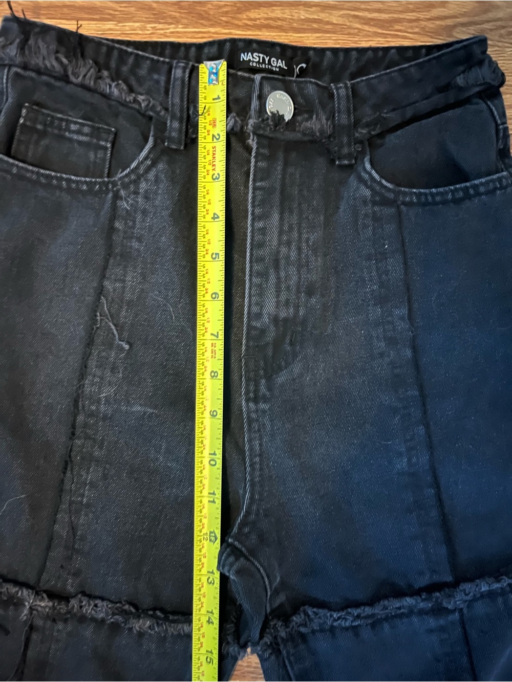 Nasty Gal Black Patchwork Flared Jeans - Picture 9 of 10